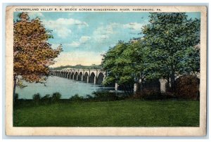 1925 Cumberland Valley Railroad Bridge Susquehanna River Harrisburg PA Postcard
