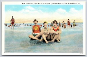 Bathing In Atlantic Ocean Carolina Beach Near Wilmington North Carolina Postcard