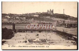 Old Postcard Lyon Bellecour Square and Coteau de Fourviere