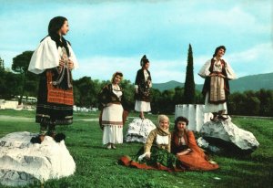 Postcard A Group Of Girls Wearing Greek Costumes Greece