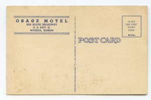 Postcard Osage Motel U. S. Highway 81 Wichita Kansas Standard View Card
