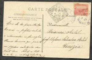 3501 - France Colonies TUNISIA 1906. SOUVENIR de TUNIS Postcard to Italy