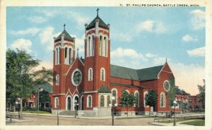 USA St. Philips Church Battle Creek Michigan Vintage Postcard 07.90