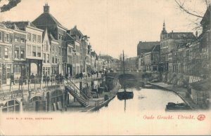 Netherlands Utrecht Oude Gracht Vintage Postcard 08.34