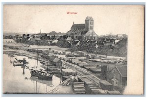 Wismar  Mecklenburg-Vorpommern Germany Postcard General View Boat Landing c1910