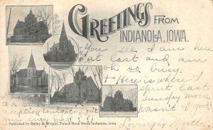 Greetings from Indianola, Iowa Churches Warren County 1907 Vintage Postcard