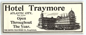 c1910 HOTEL TRAYMORE ATLANTIC CITY NEW JERSEY PRINT ADVERTISEMENT Z3490