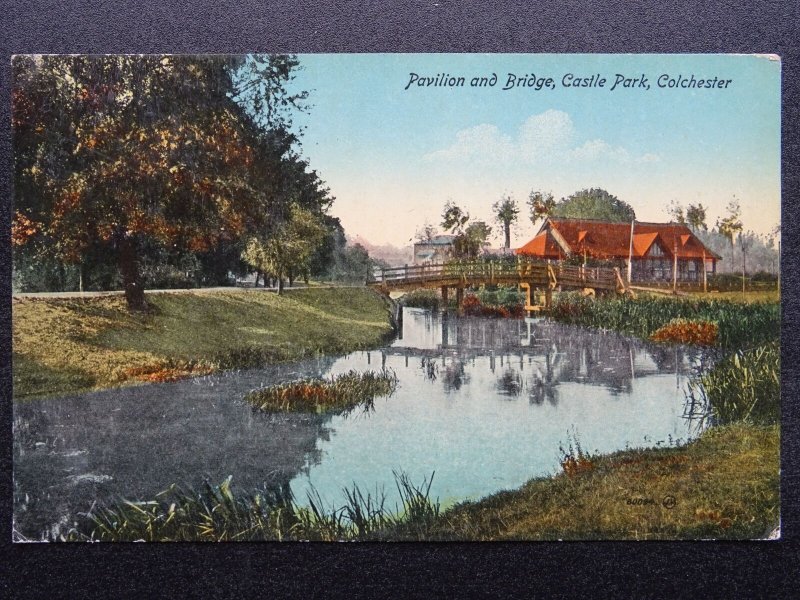 Essex COLCHESTER Castle Park Pavilion & Bridge c1914 Postcard by Valentine