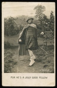 For He's a Jolly Good Fellow. Bamforth real photo 1908 pc. Scotsman, kilt