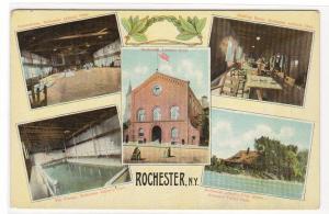 Athletic Club Gym Pool Rochester New York multi view 1910c postcard