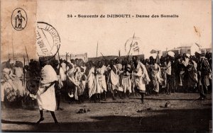 Djibouti Danse des Somalis Dancing Warriors Vintage Postcard 02.76