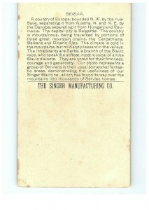 1892 Singer Manufacturing Co Trade Servia Sewing Card Victorian Europe Vintage 