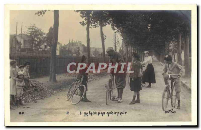 Postcard Old Bike Cycle Cycling Women Children