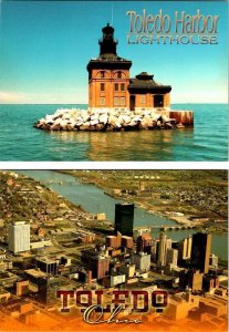 2~4X6 Postcards Toledo OH Ohio  AERIAL VIEW~TOLEDO HARBOR LIGHT HOUSE Lighthouse