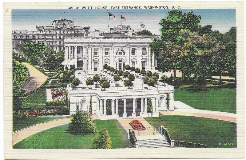 US Unused -Old card - The White House - East Entrance, Washington, D.C. nice.