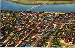 Postcard AERIAL VIEW SCENE Burlington Iowa IA AO6573