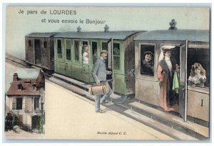 c1910 Bernadette Soubirous I'm leaving Lourdes Train Lourdes France Postcard