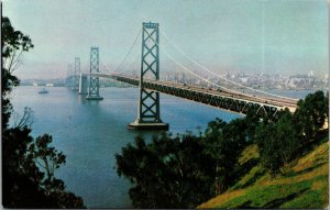 Vtg 1950s San Francisco Oakland Bay Double Deck Bridge California CA Postcard