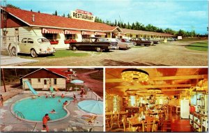 Postcard MI St. Ignace Multi-View Sutton's Wagonwheel Motel on U. S. 2 1960s S15