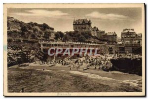 Old Postcard Biarritz Port Vieux beach