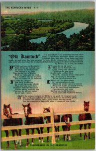 The Kentucky River Thorobreds In Old Kentucky Raintruck Poem Postcard