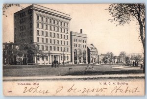 c1906 Toledo Ohio Vintage Postcard Y.M.C.A. Building View Street Trees Souvenir