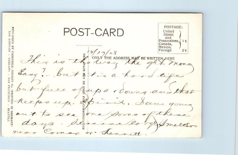 REDDING, CA California~ Working GOLD DREDGER on River Hand Colored 1908 Postcard