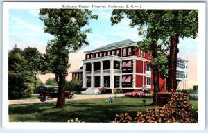 ANDERSON, South Carolina  SC   ANDERSON COUNTY HOSPITAL ca 1920s   Postcard
