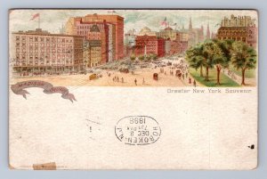 MADISON SQUARE NEW YORK TO HOBOKEN NEW JERSEY POSTAGE DUE STAMP POSTCARD 1898