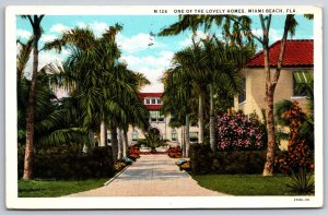 Miami Beach Florida~Front View Of One Of The Lovely Homes~PM 1951~Vtg Postcard