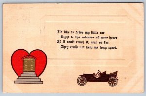 Drive My Car To Your Heart, 1911 Greetings Postcard, Toronto & North Bay RPO