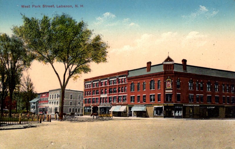 Lebanon, New Hampshire - Downtown on West Park Street - c1908