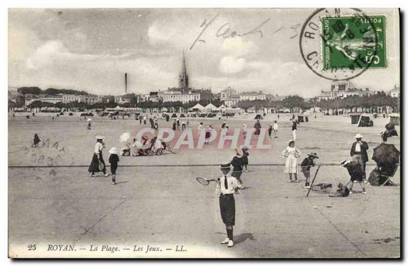 Old Postcard Tennis Royan Beach Games