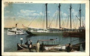 Bath ME Waterfront Boats c1910 Postcard