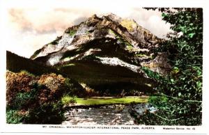 WATERTON AB - Mt. Crandall Hand Colored Real Photo Postcard 