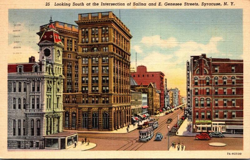 New York Syracuse Looking South At Intersection Of Salina and Esat Genesee St...