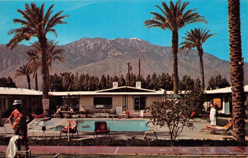 PALMS SPRINGS CALIFORNIA~FLAMINGO PALMS SPA-APARTMENTS~LANDAU BLVD POSTCARD 1960