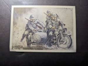 Mint Germany Military Postcard Motorcycle Sidecar Soldiers Infantry