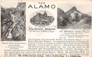 J34/ Colorado Springs Postcard c1910 The Alamo Resort St Pete's Seven Falls 91