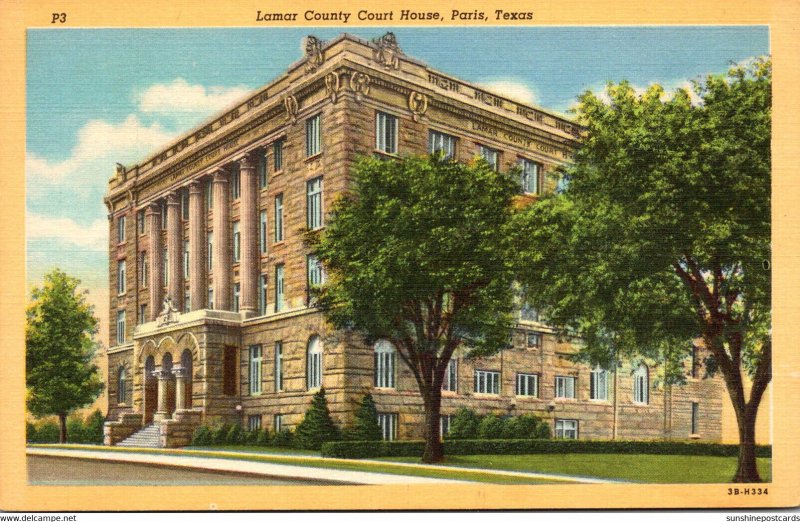 Texas Paris Lamar County Court House 1943 Curteich