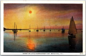 Postcard Watch Hill Rhode Island c1920s Sunset on Little Narragansett Bay