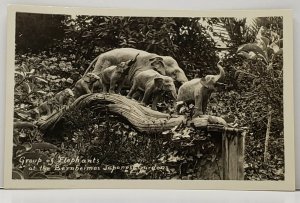 RPPC Elephants at the Bernheimer Residence Japanese Gardens Real Pic Postcard G9