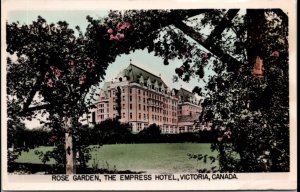 Vtg RPPC Postcard~Victoria Canada~The Empress Hotel~Rose Garden~KC6