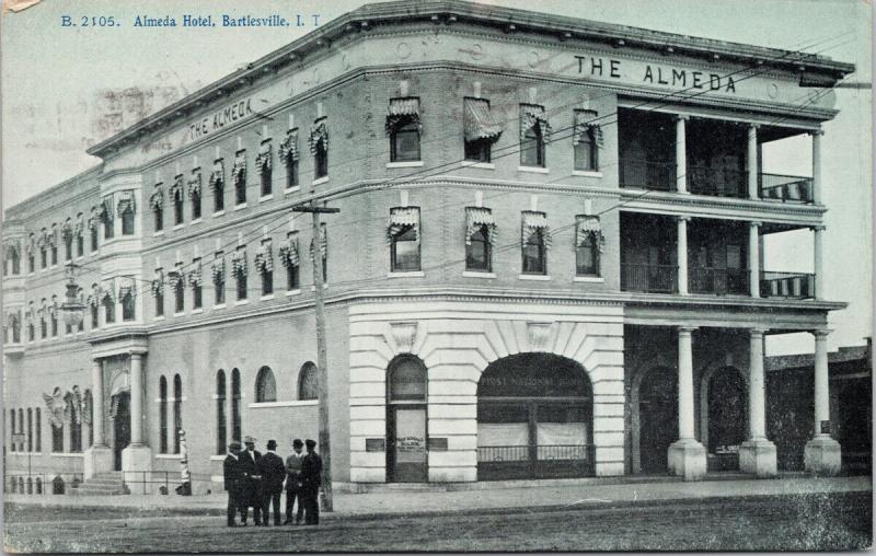 Almeda Hotel Bartlesville Indian Territory Postmark c1907 Postcard E41