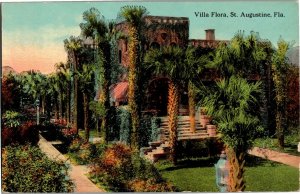 Gardens of Villa Flora St. Augustine FL Vintage Postcard N29