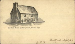 Guilford CT Old Stone House c1904 Illustrated Gov't Postal Card