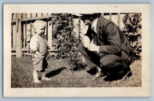 c1910's Father And Little Boy RPPC Photo Unposted Antique Postcard