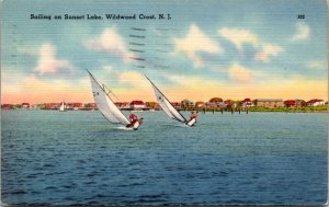 Postcard NJ Wildwood Crest - Sailing on Sunset Lake