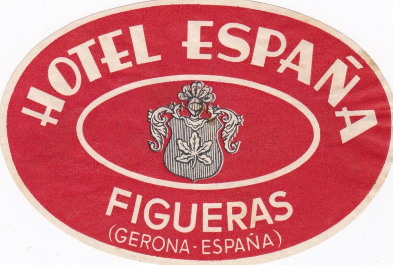 Spain Gerona Figueras Hotel Espana Vintage Luggage Label sk2753