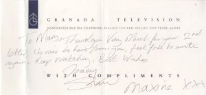 Maxine Shaw as Tracy Coronation Hand Signed Granada TV Autograph